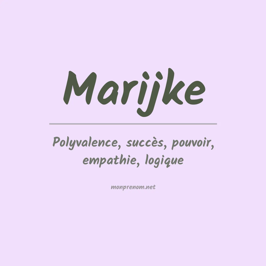Signification du prénom Marijke