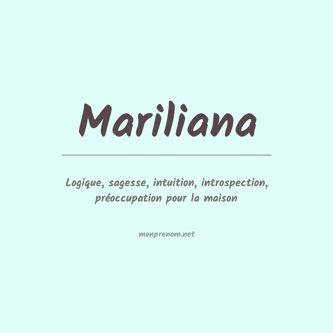 Signification du prénom Mariliana