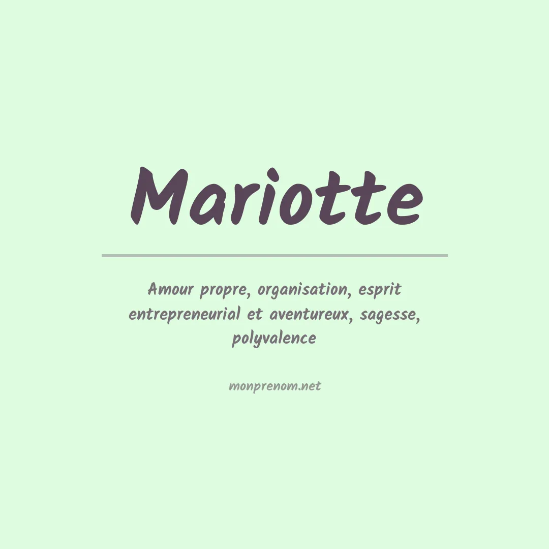 Signification du prénom Mariotte