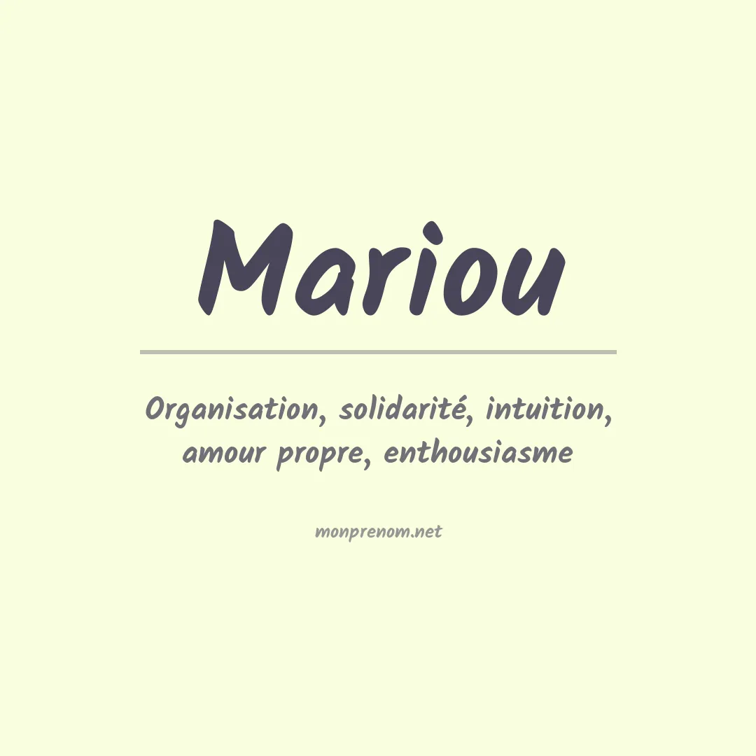 Signification du prénom Mariou