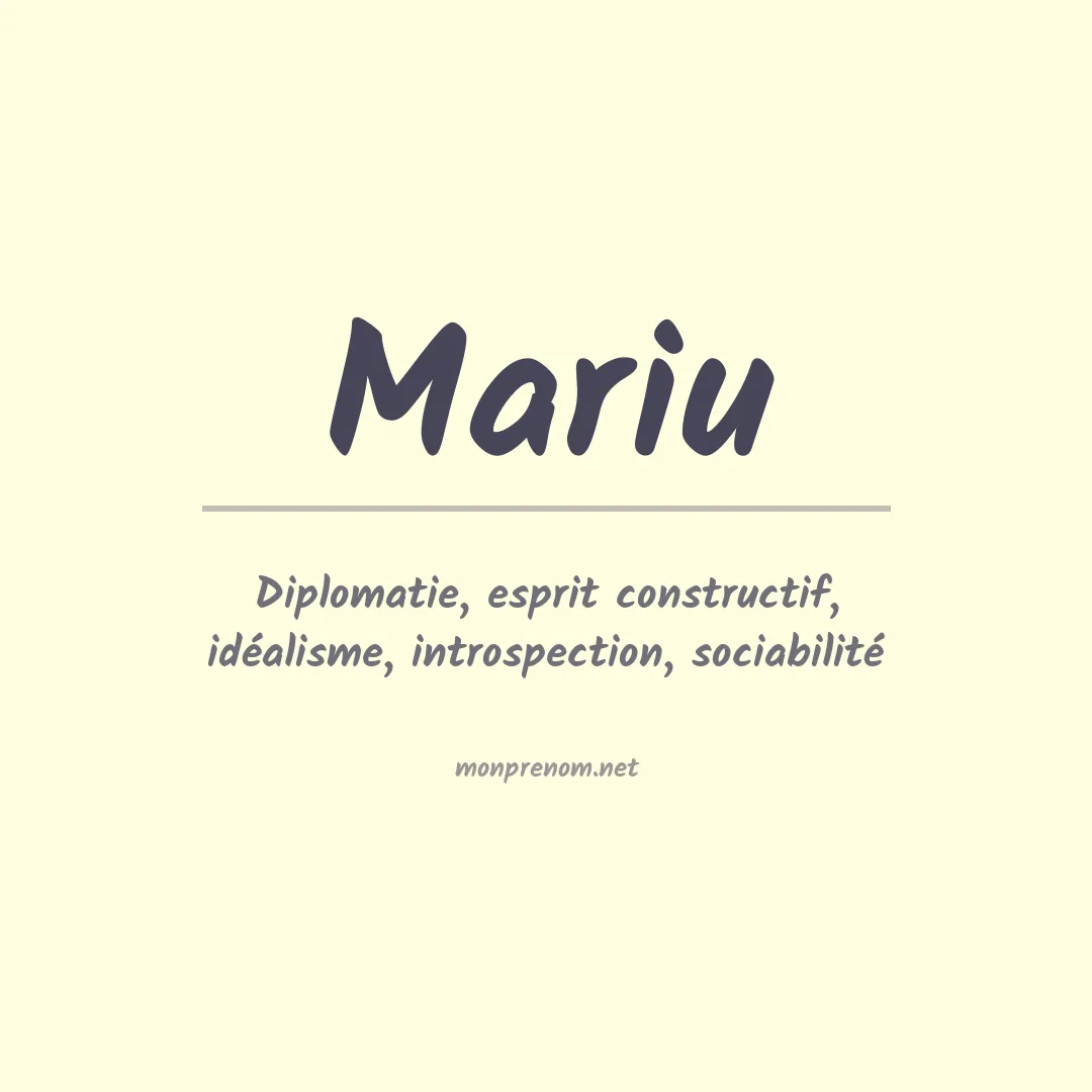 Signification du prénom Mariu
