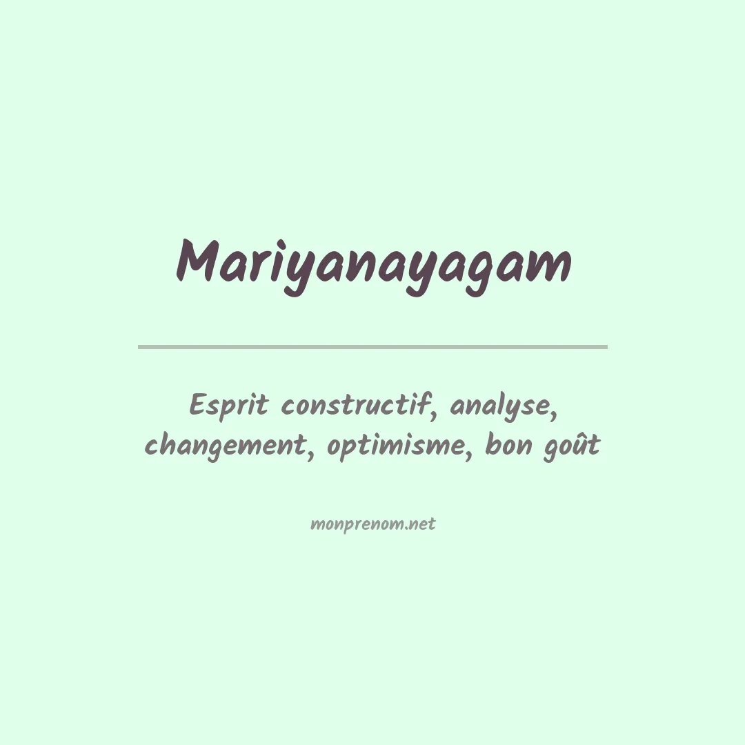 Signification du prénom Mariyanayagam