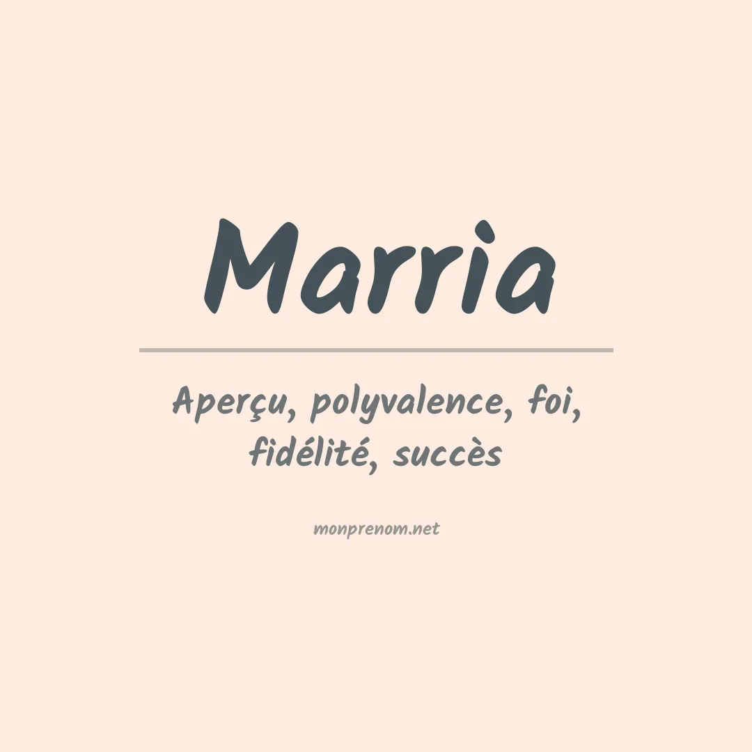Signification du prénom Marria