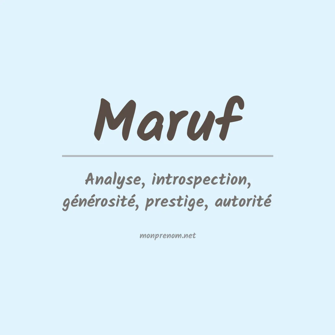 Signification du prénom Maruf