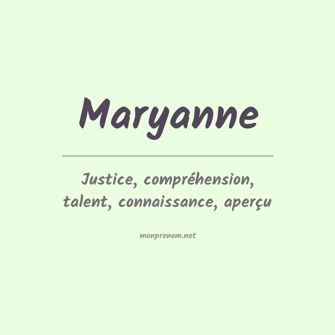 Signification du prénom Maryanne