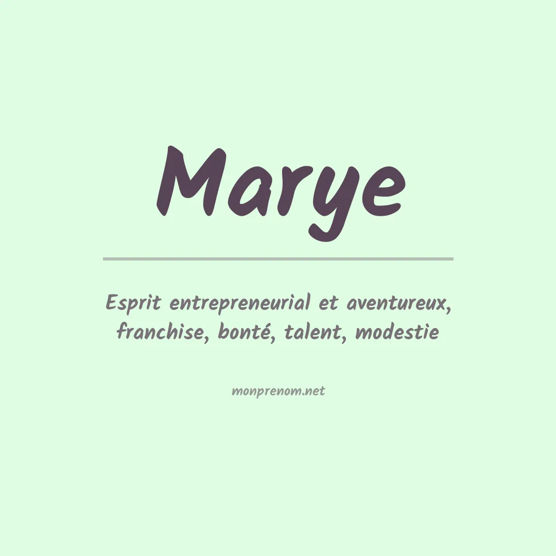 Prénom Marye