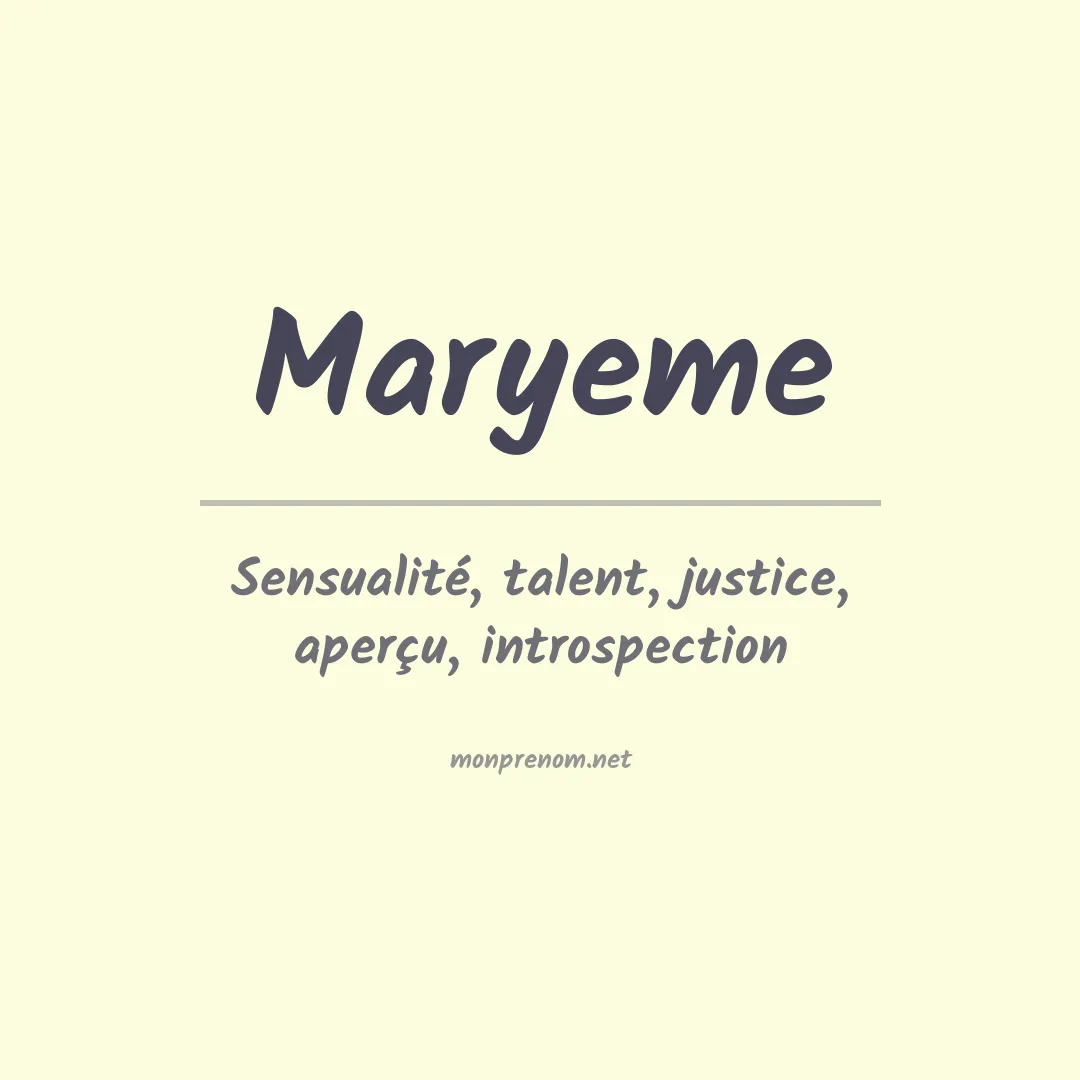 Signification du prénom Maryeme