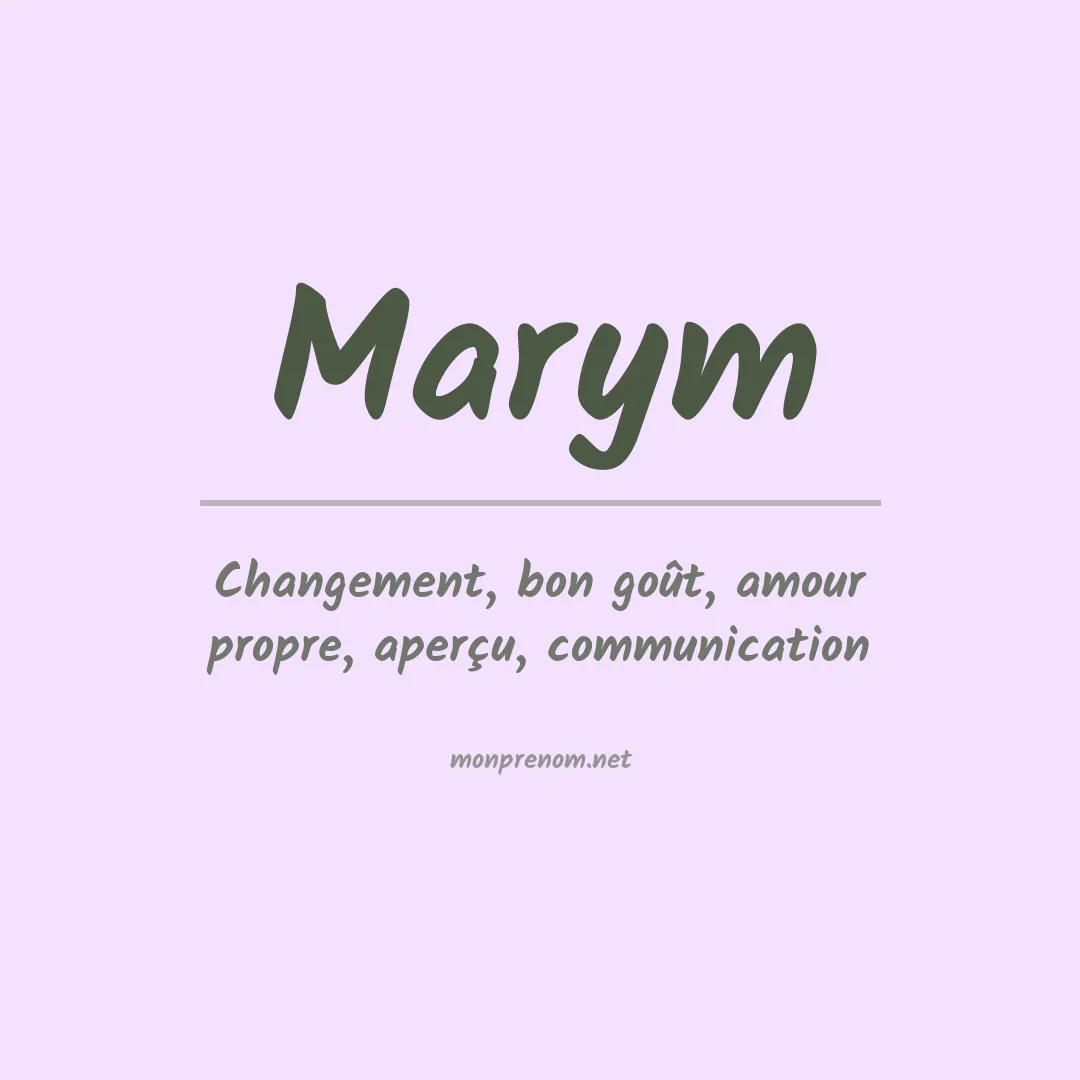 Signification du prénom Marym