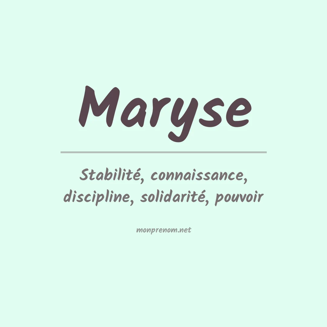 Prénom Maryse