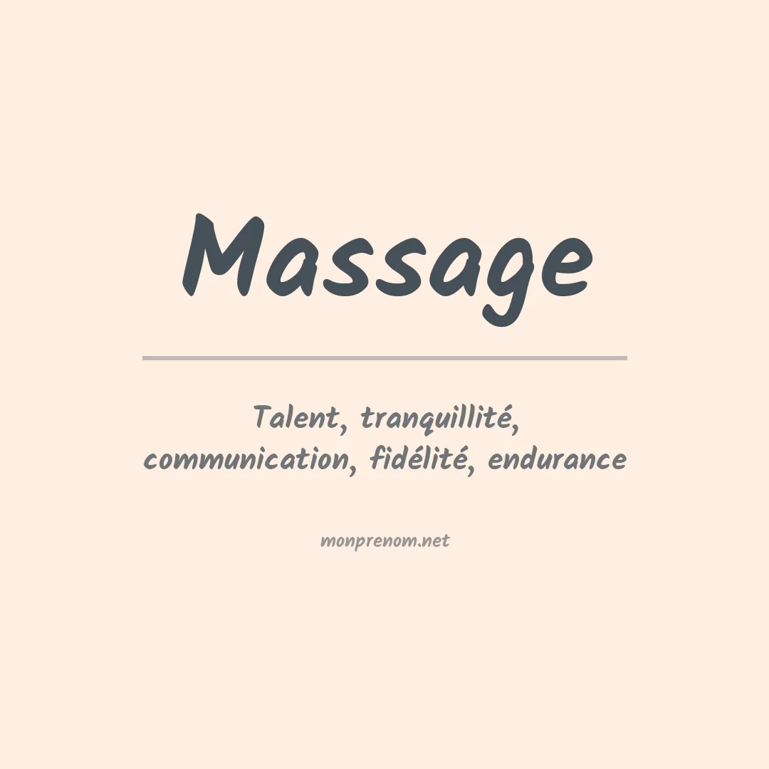 Signification du prénom Massage