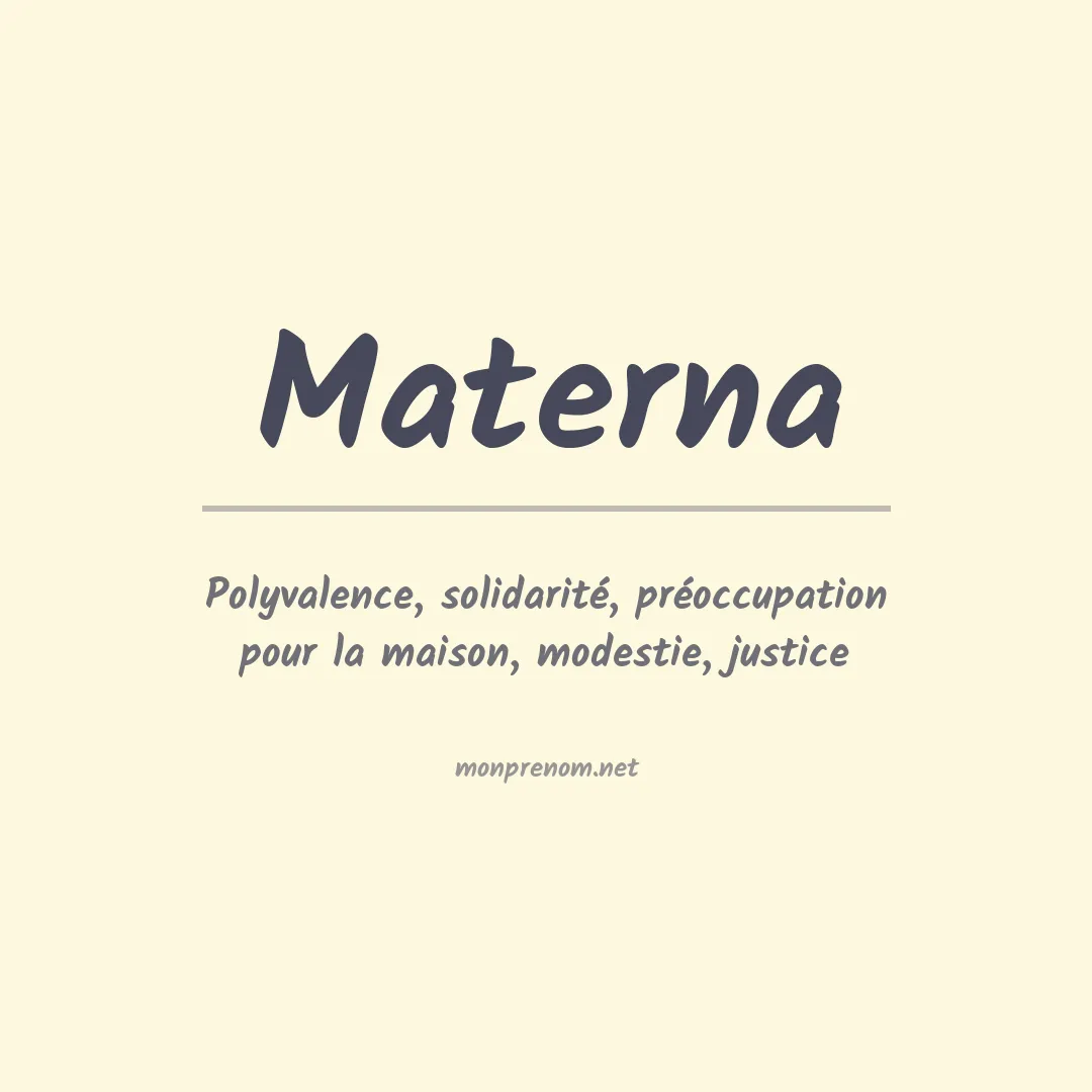 Signification du prénom Materna