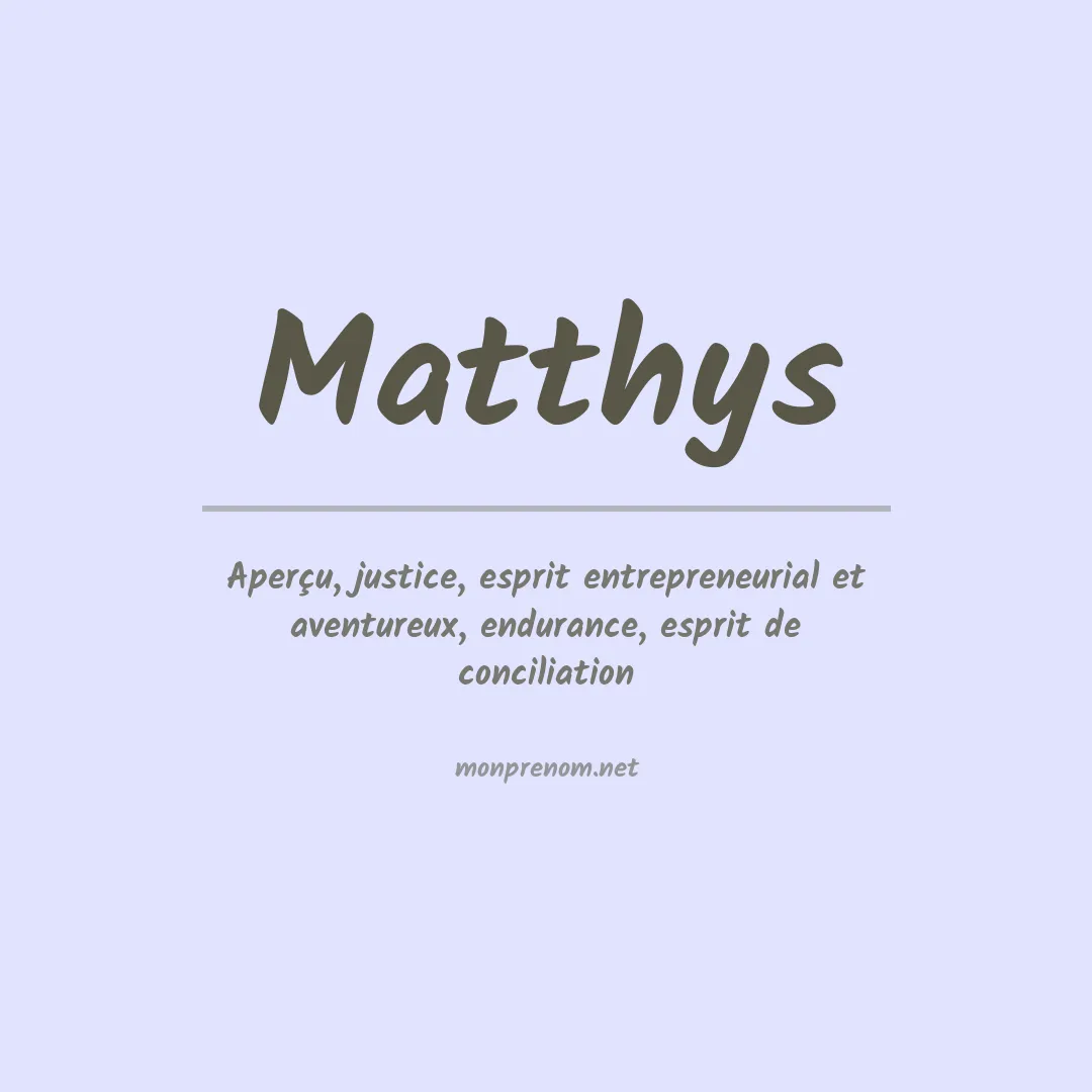 Prénom Matthys