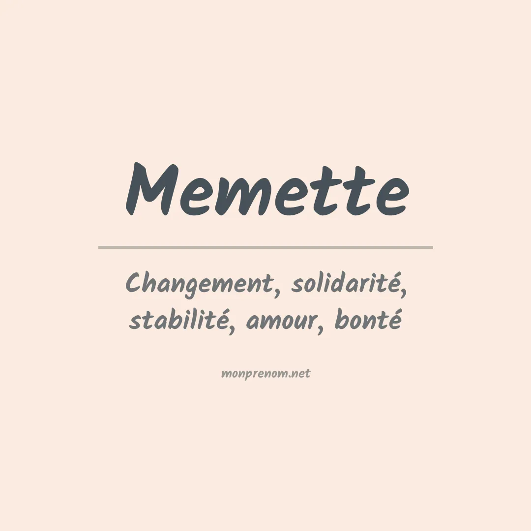 Signification du prénom Memette