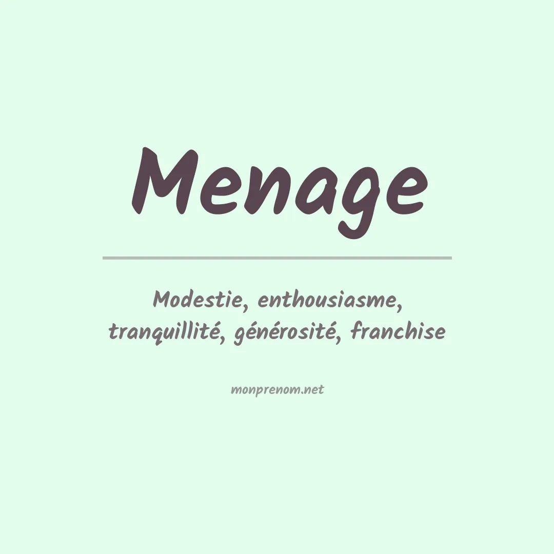 Signification du prénom Menage
