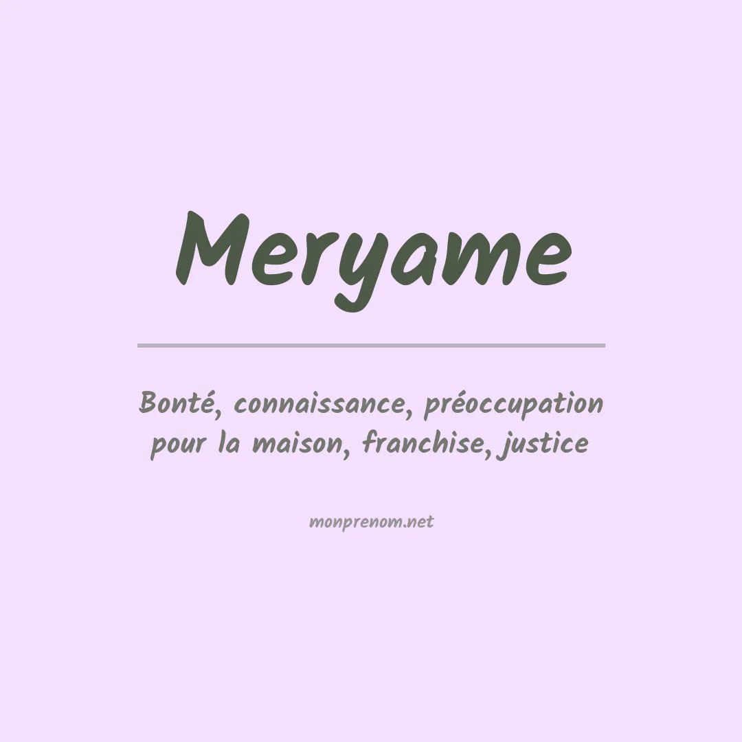 Signification du prénom Meryame