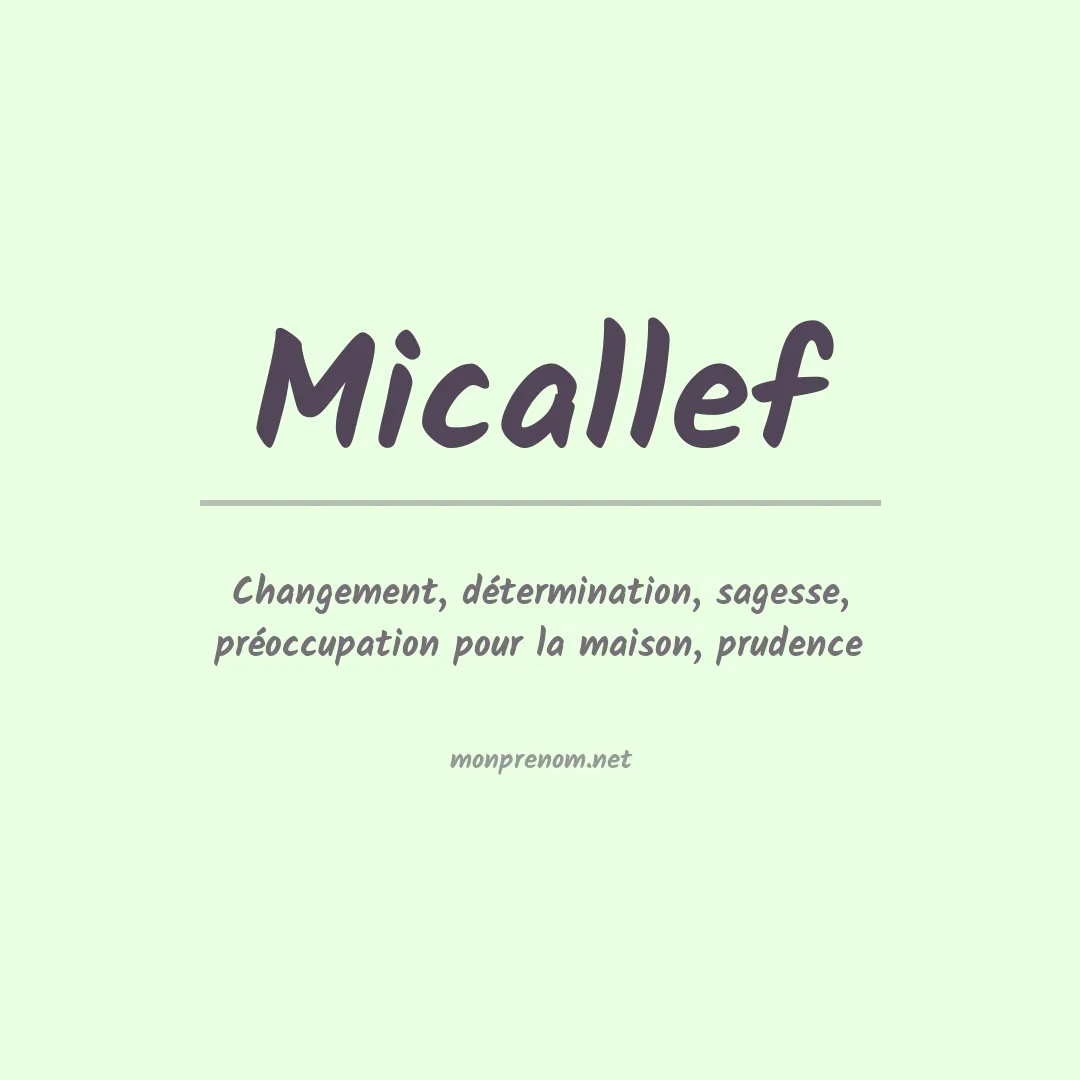 Signification du prénom Micallef