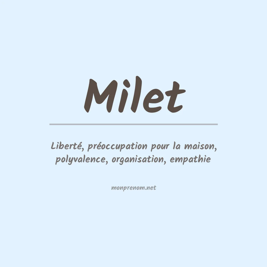 Signification du prénom Milet
