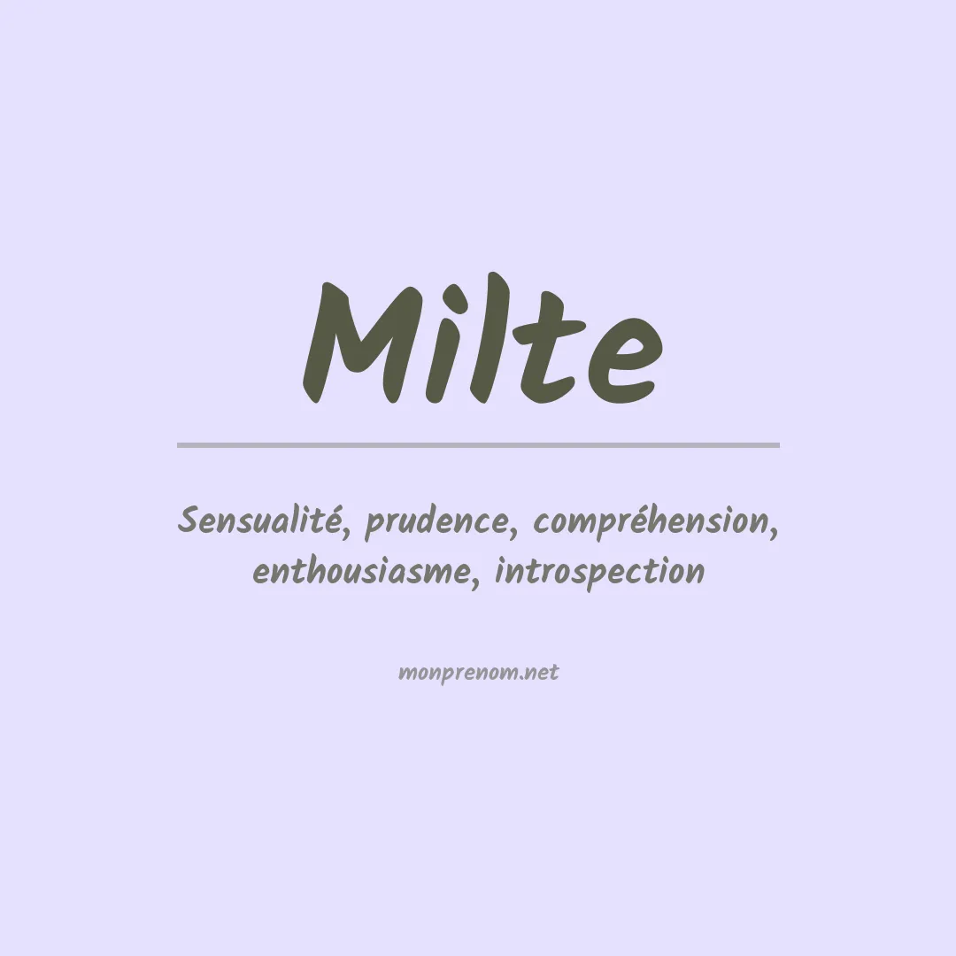 Signification du prénom Milte