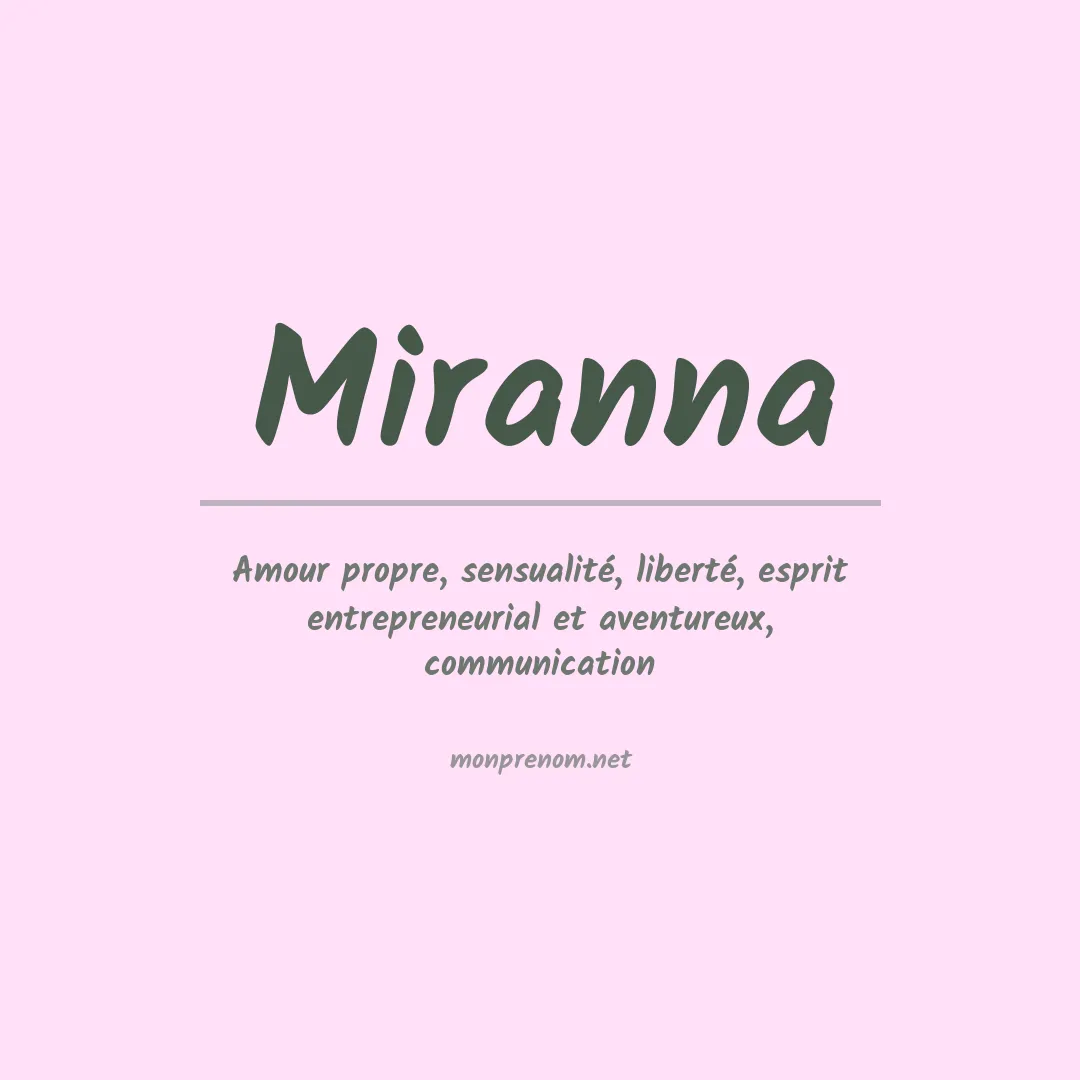Signification du prénom Miranna