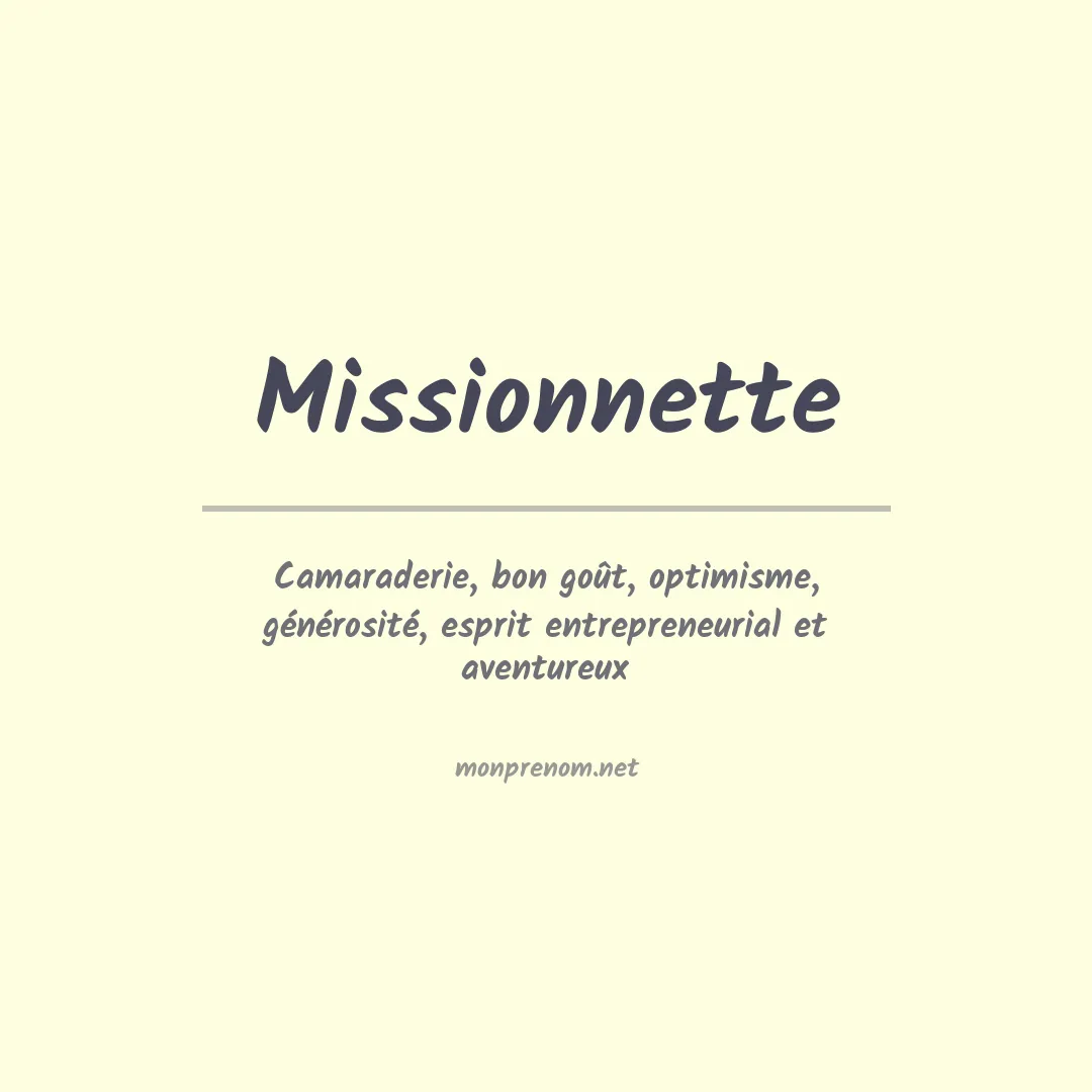 Signification du prénom Missionnette