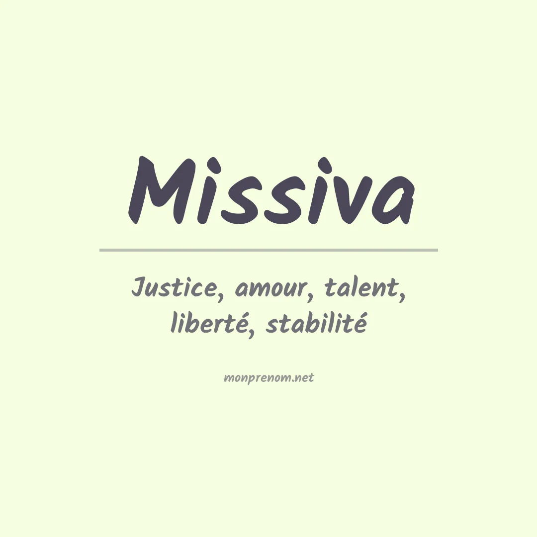 Signification du prénom Missiva