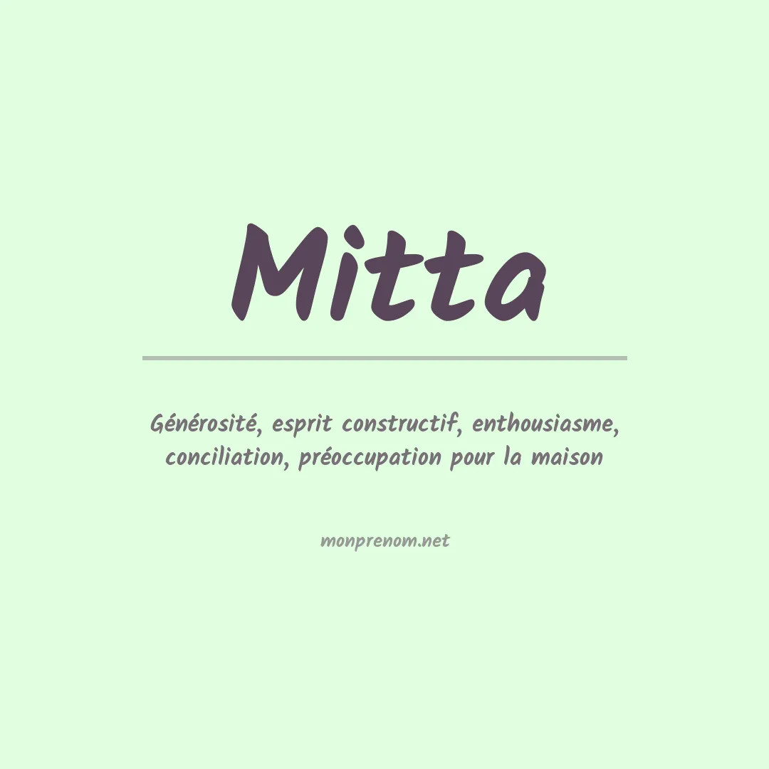 Signification du prénom Mitta