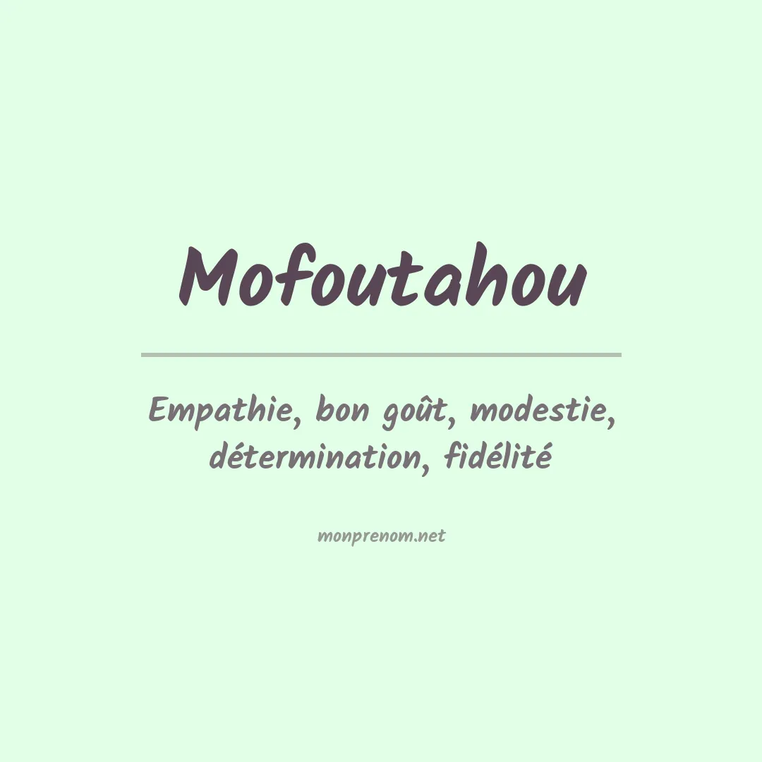 Prénom Mofoutahou