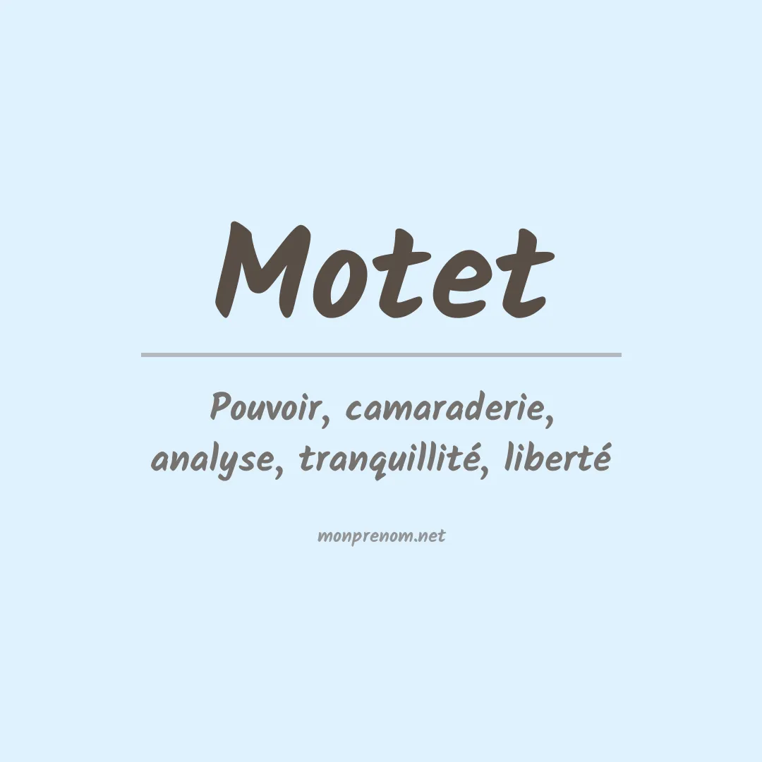 Signification du prénom Motet