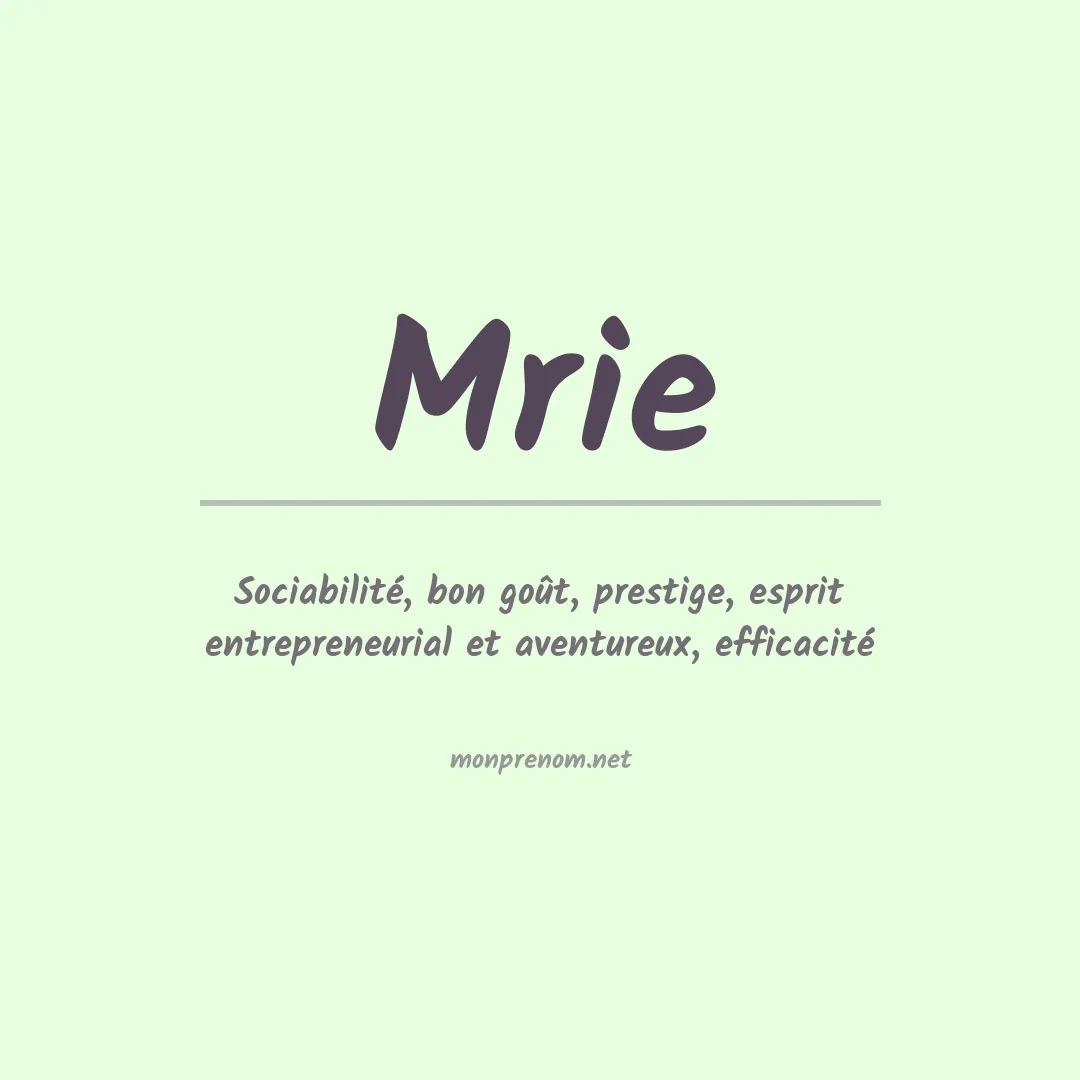 Signification du prénom Mrie