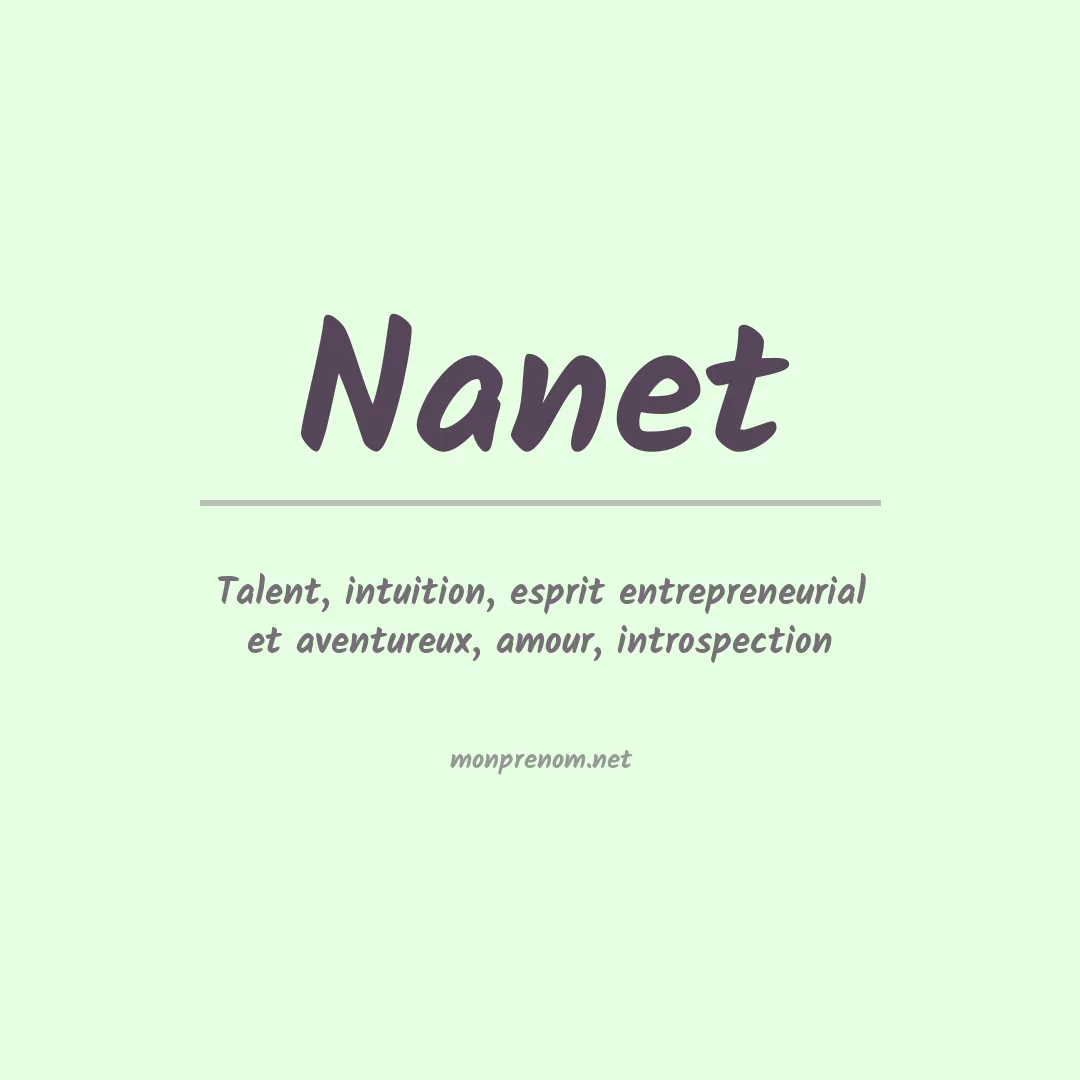 Signification du prénom Nanet
