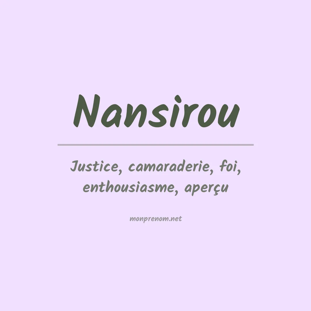 Signification du prénom Nansirou
