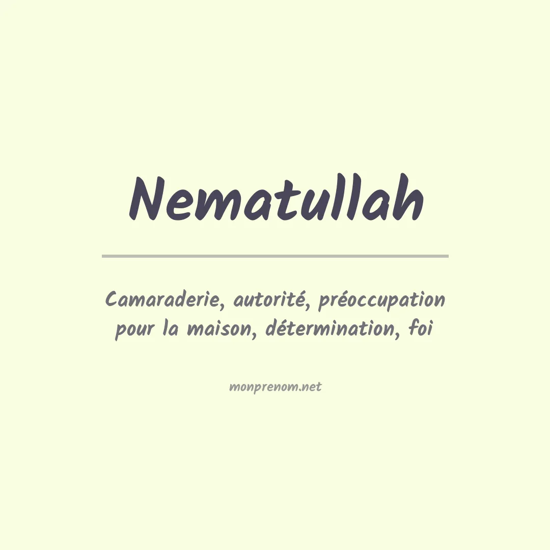 Signification du prénom Nematullah