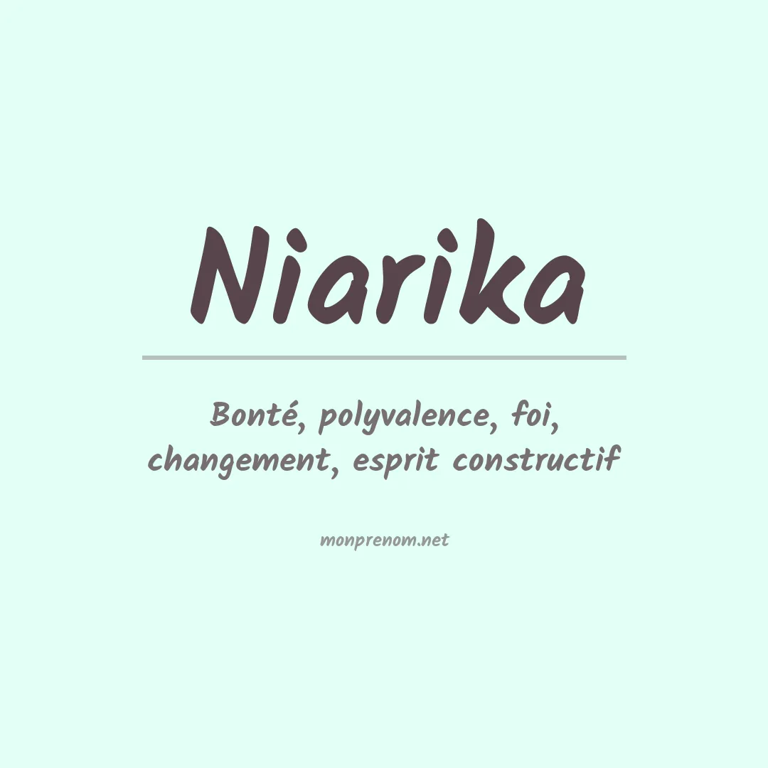 Signification du prénom Niarika