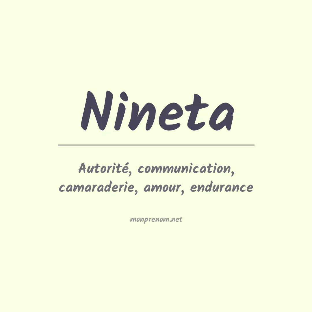 Signification du prénom Nineta