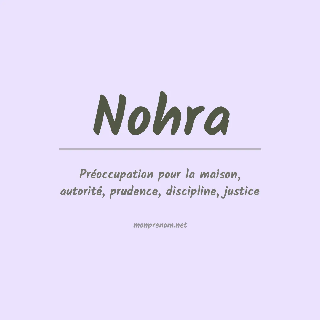 Signification du prénom Nohra