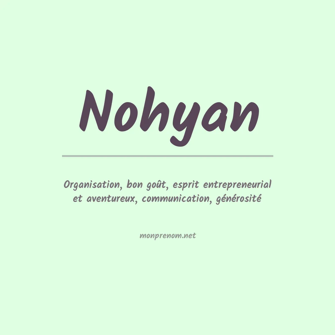 Signification du prénom Nohyan