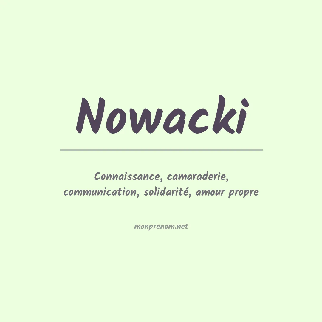 Signification du prénom Nowacki
