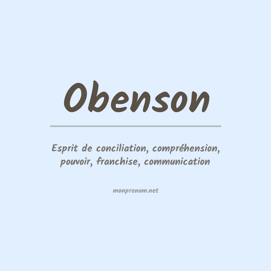 Signification du prénom Obenson