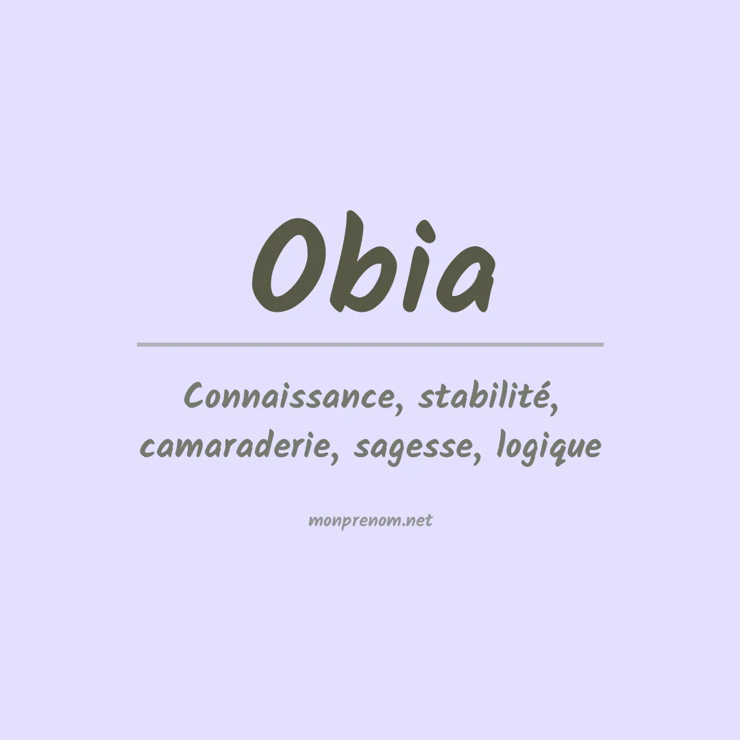 Signification du prénom Obia
