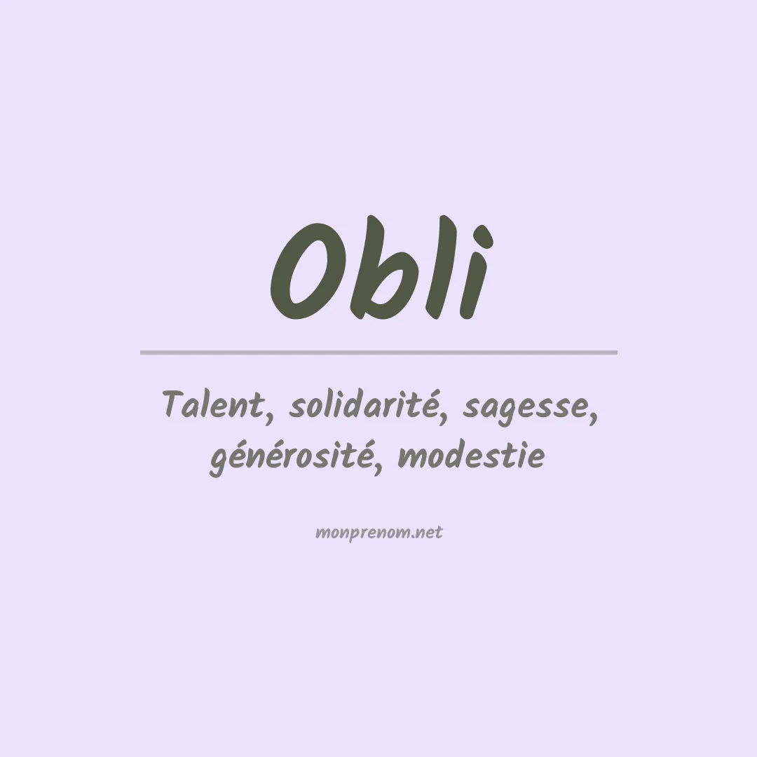 Signification du prénom Obli