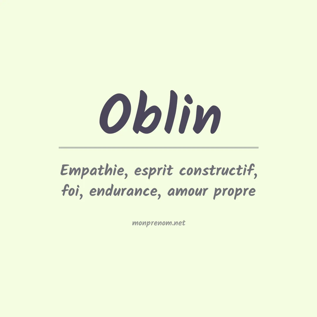 Signification du prénom Oblin