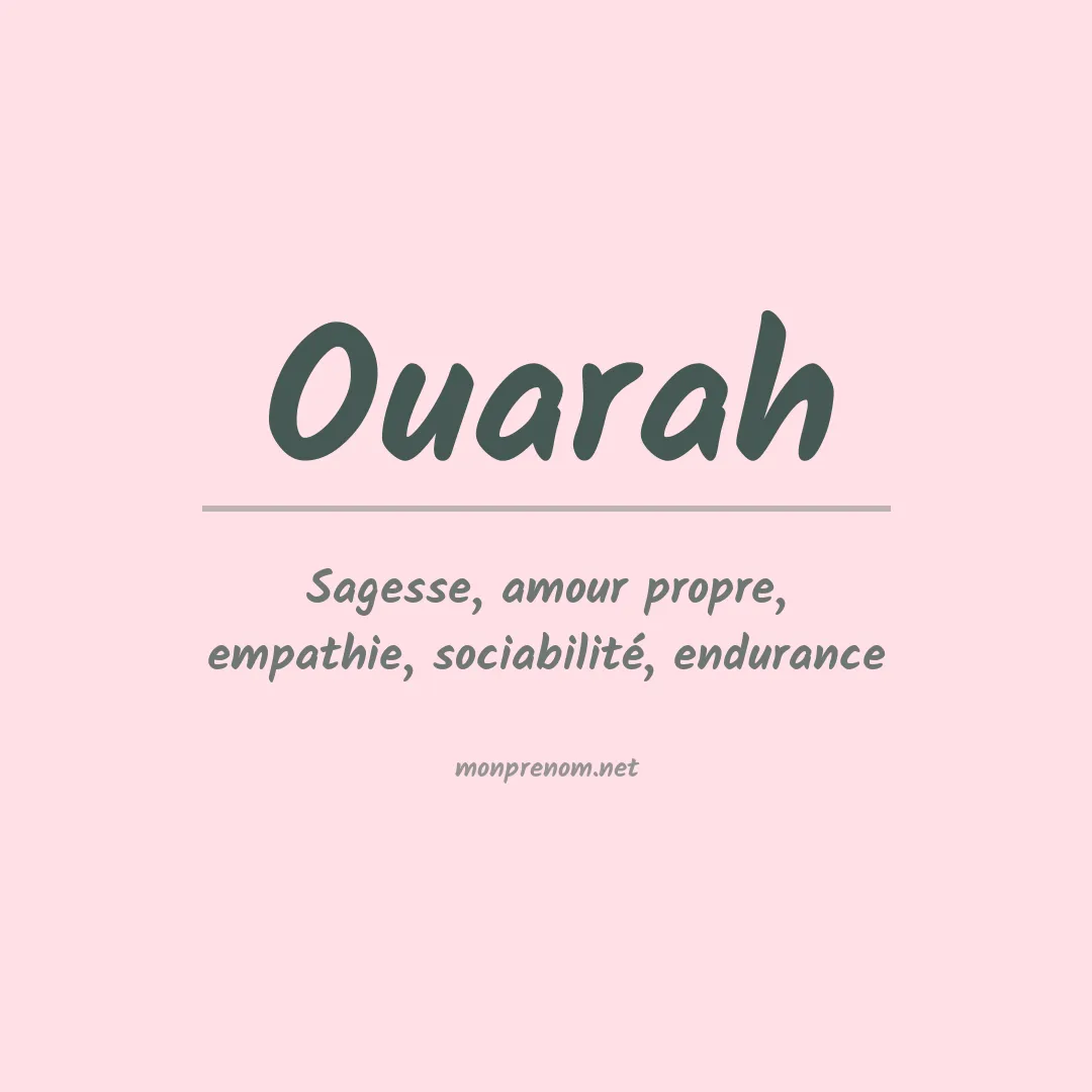 Signification du prénom Ouarah