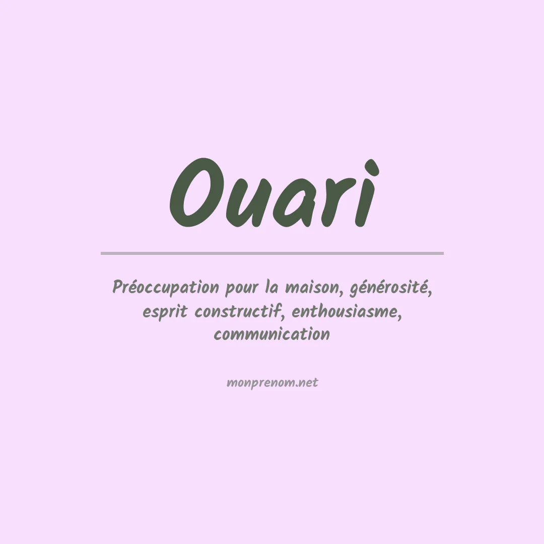 Signification du prénom Ouari