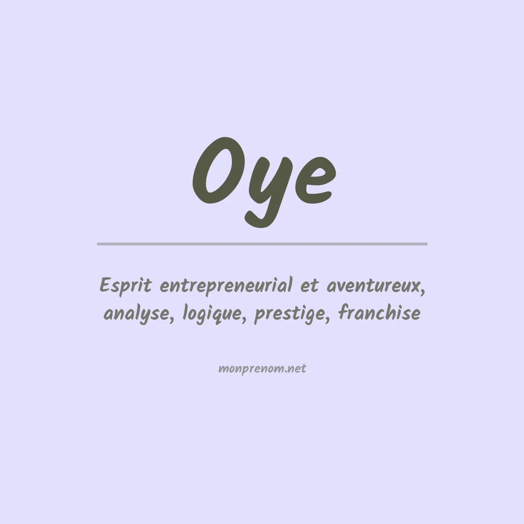 Prénom Oye