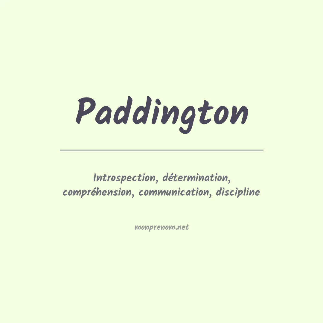 Signification du prénom Paddington