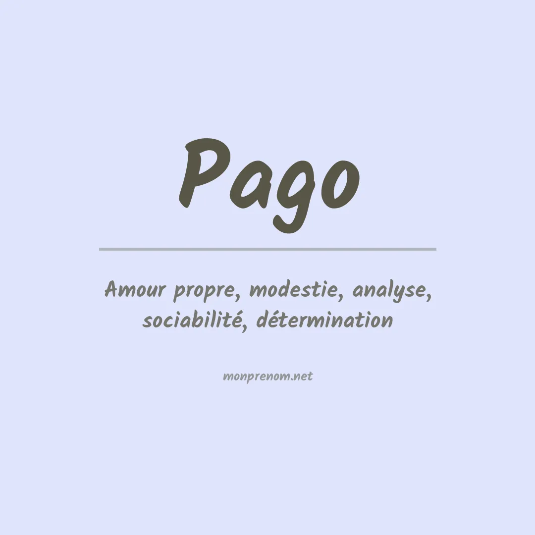Signification du prénom Pago