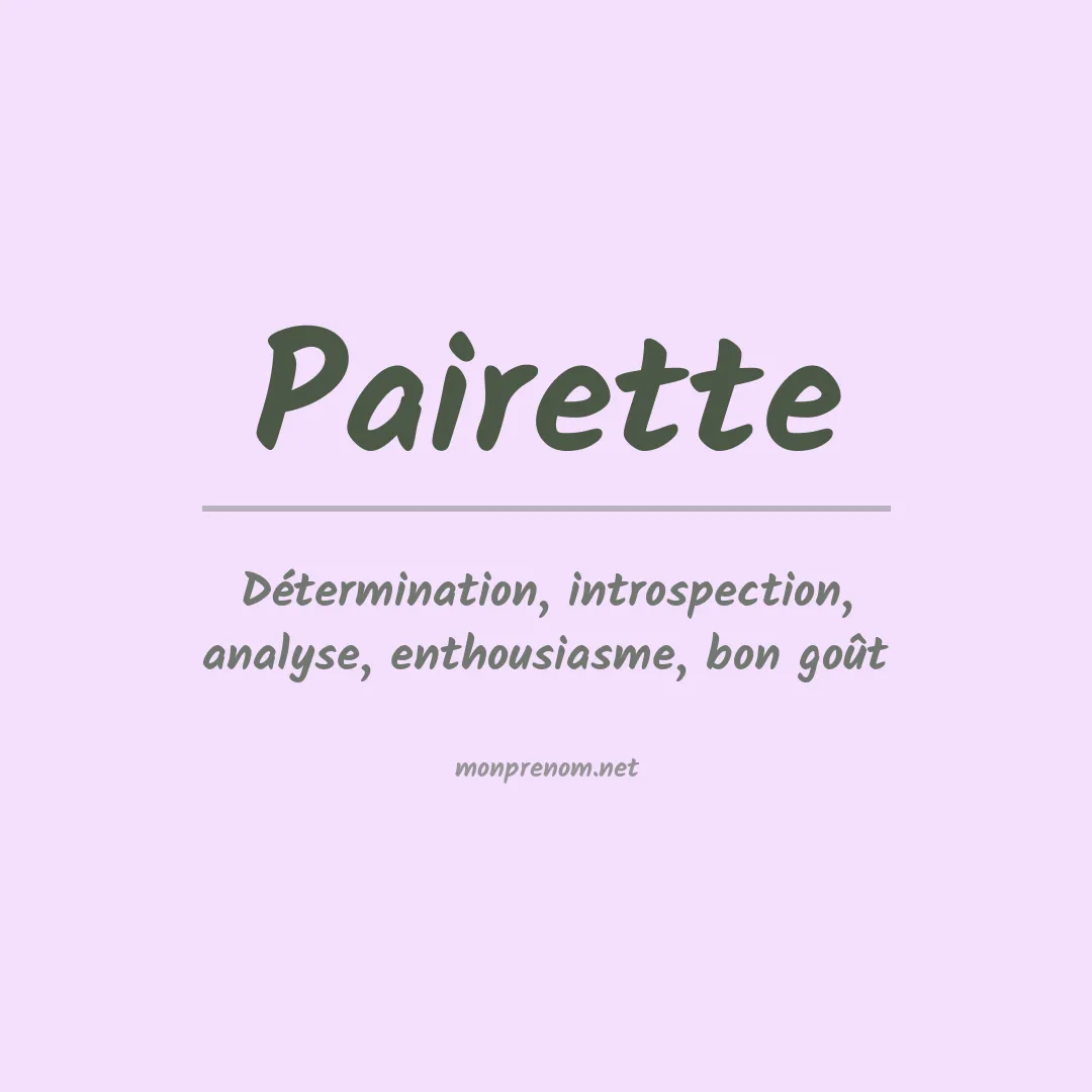 Signification du prénom Pairette