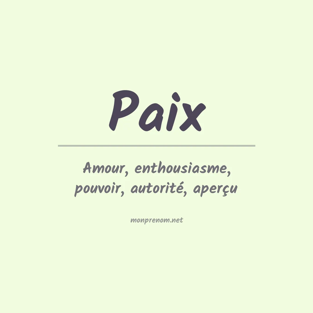 Signification du prénom Paix