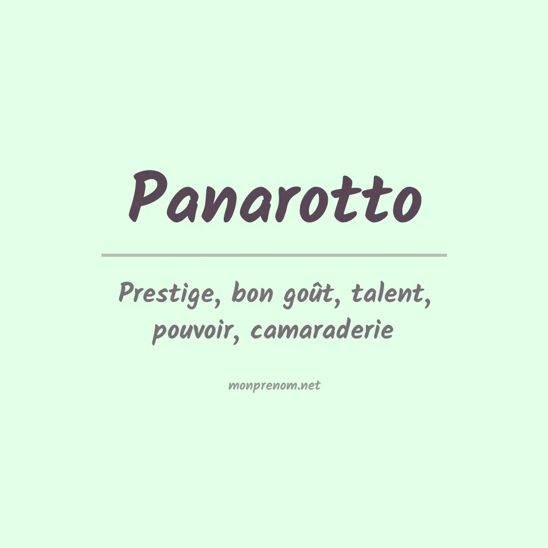 Signification du prénom Panarotto
