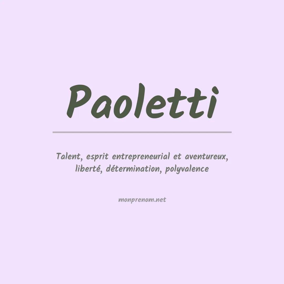Prénom Paoletti
